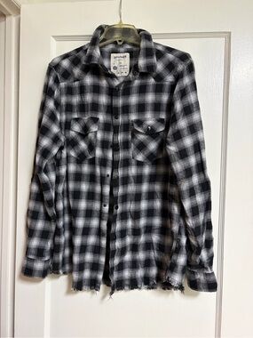 YoungLA Black & White Plaid Button-Down Shirt